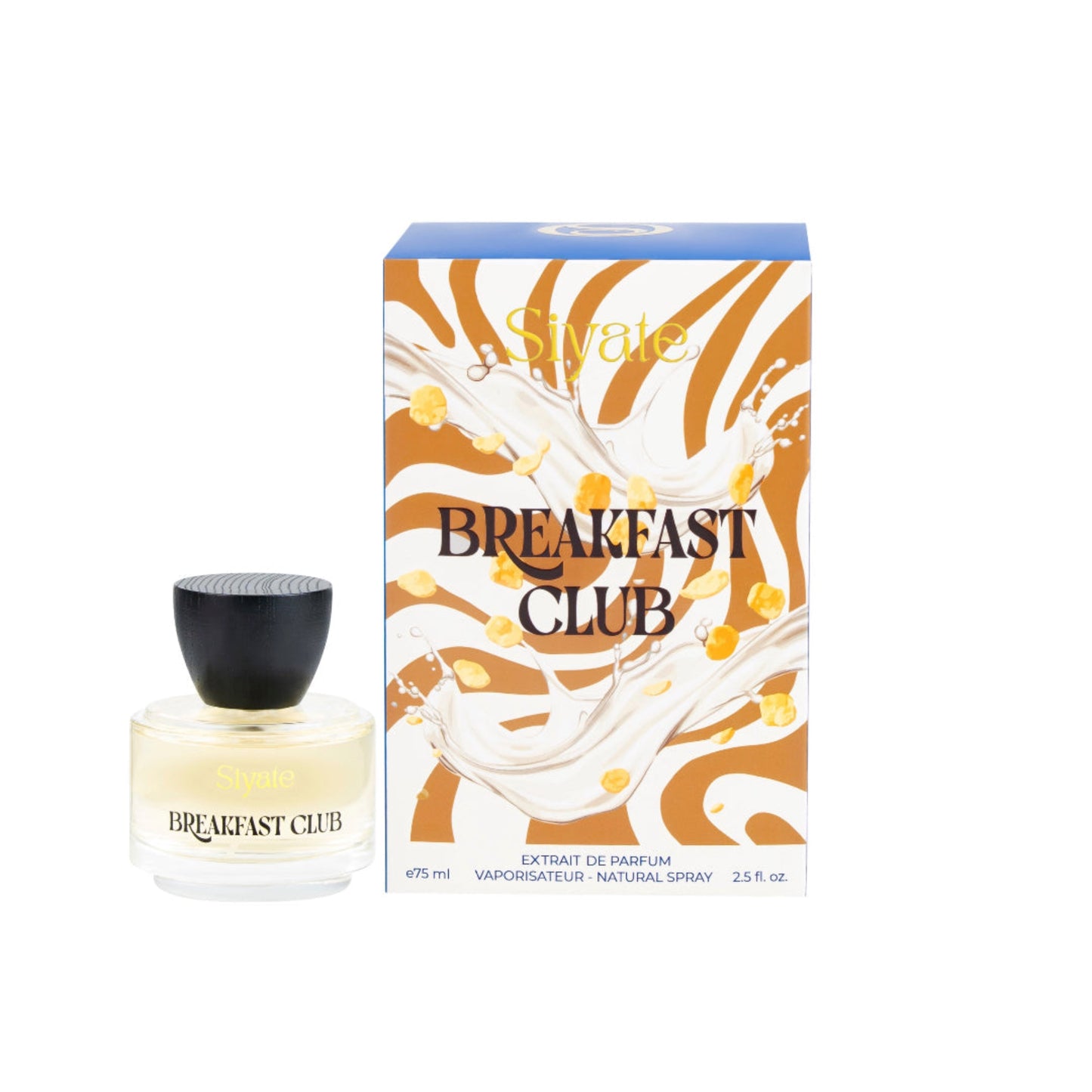 Perfume bottle and packaging of 'Breakfast Club' by Sivale on a white background